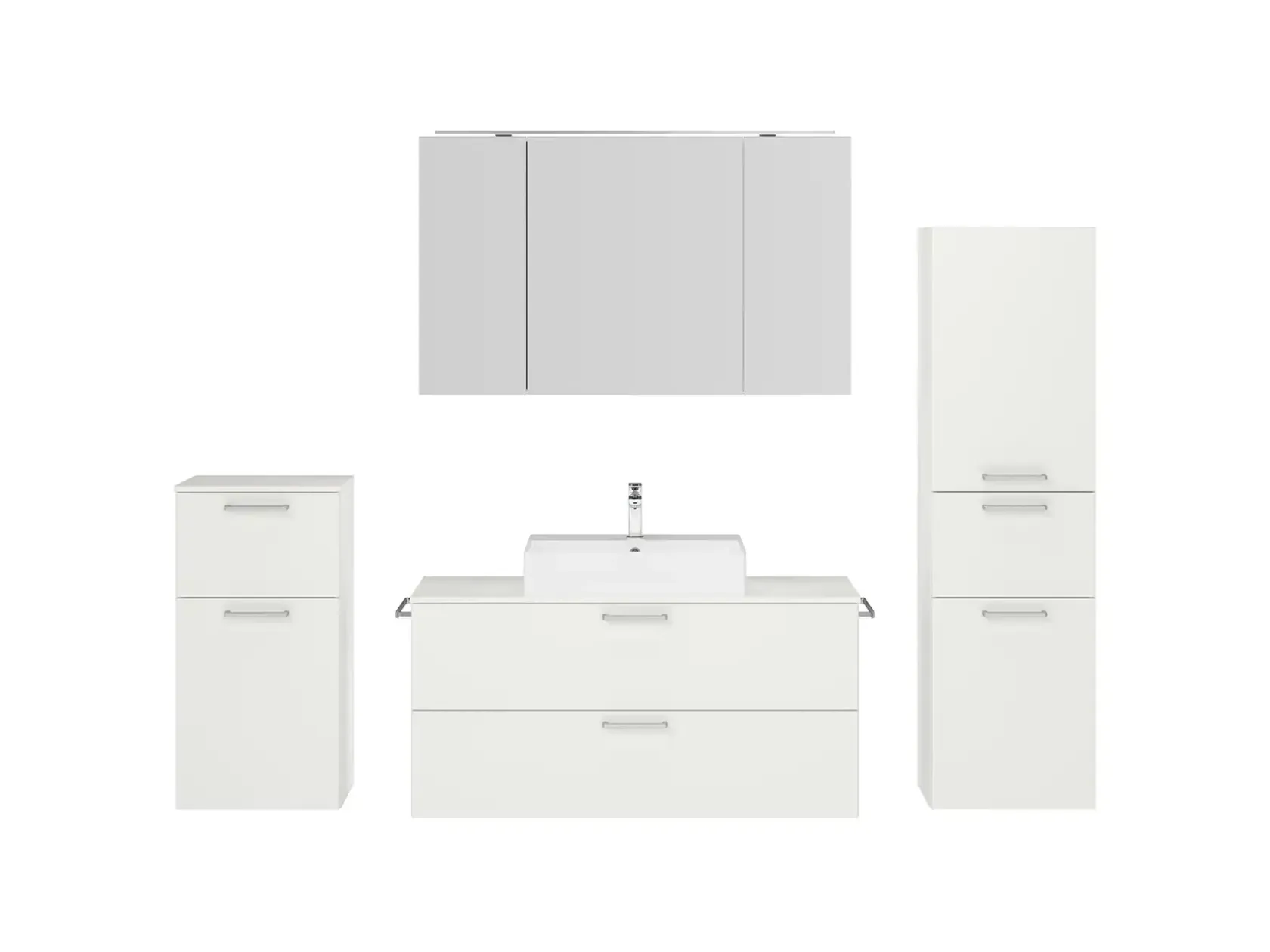 Nobilia SPA Bathroom block with mirror cabinet and ancillary furniture 1