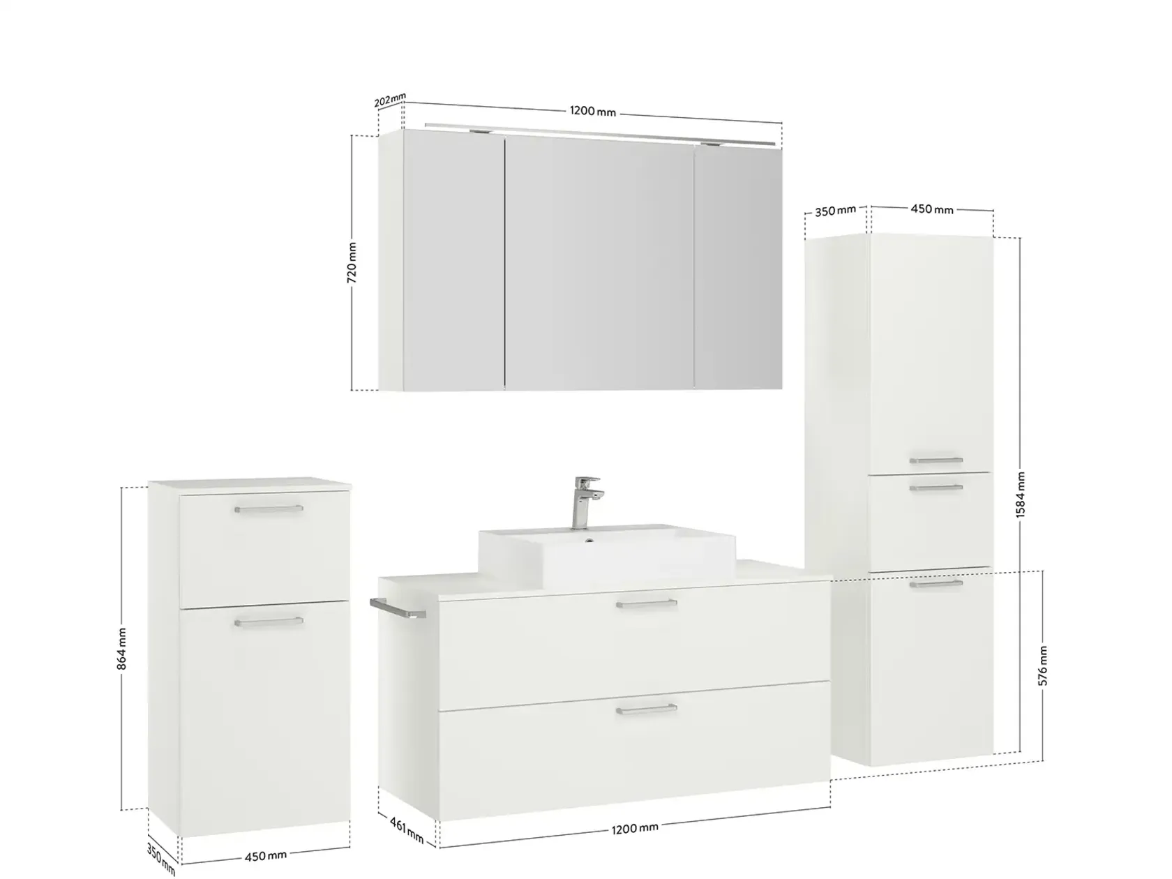Nobilia SPA Bathroom block with mirror cabinet and ancillary furniture 4