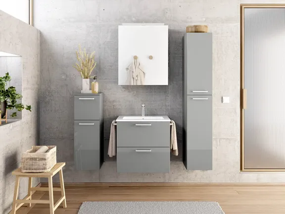 Nobilia SPA Bathroom block with mirror cabinet and ancillary furniture