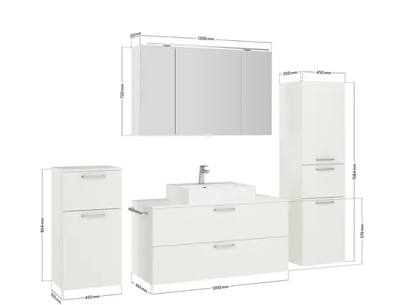 Nobilia SPA Bathroom block with mirror cabinet and ancillary furniture 4