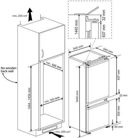 Nobilia SPA BEKO Réfrigérateur-congélateur intégré BCSA240K4SN BCSA240K4SN 1