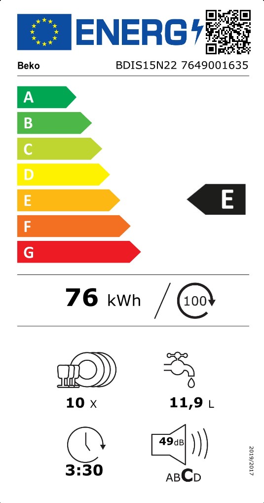 Beko BDIS15N22 7649001635 Energielabel