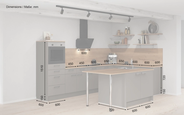 Nobilia SPA Island kitchen 336,6 cm x 220 cm with electrical appliances Planning 1 5