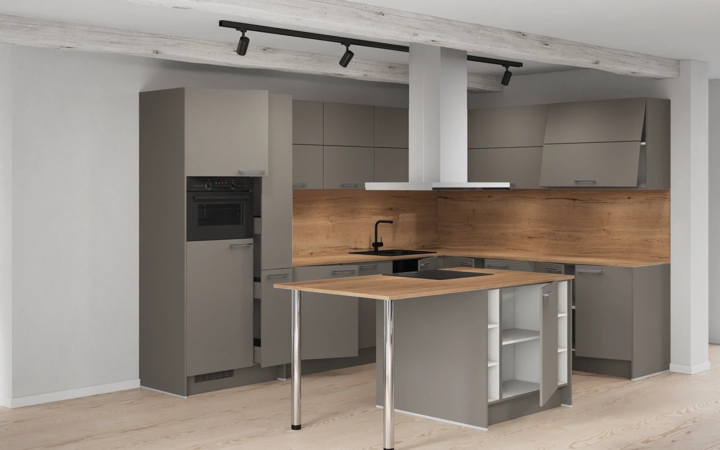 Nobilia SPA Island kitchen 338,2 cm x 248,2 cm with electrical appliances Planning 1 4