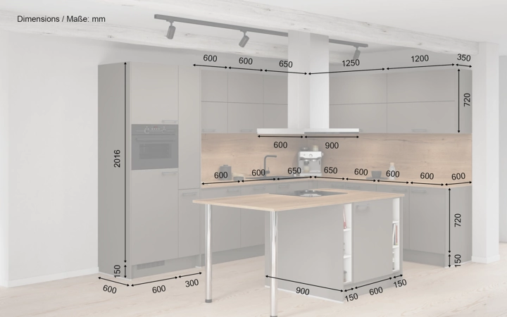 Nobilia SPA Island kitchen 338,2 cm x 248,2 cm with electrical appliances Planning 1 5