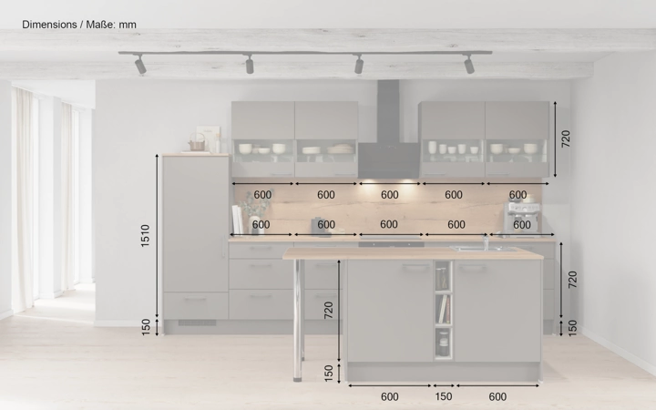 Nobilia SPA Island kitchen 363,4 cm with electrical appliances Planning 1 5