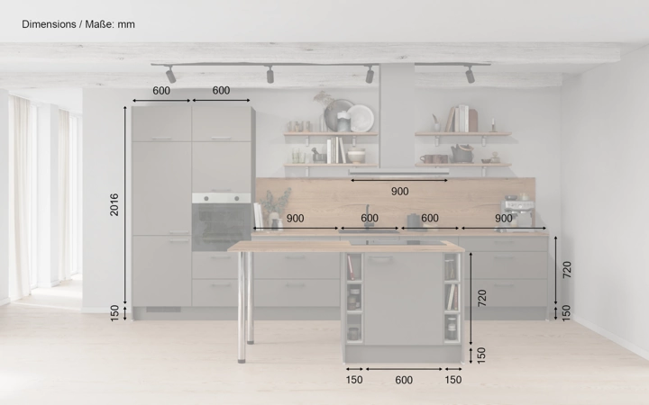 Nobilia SPA Island kitchen 423,4 cm with electrical appliances Planning 1 5