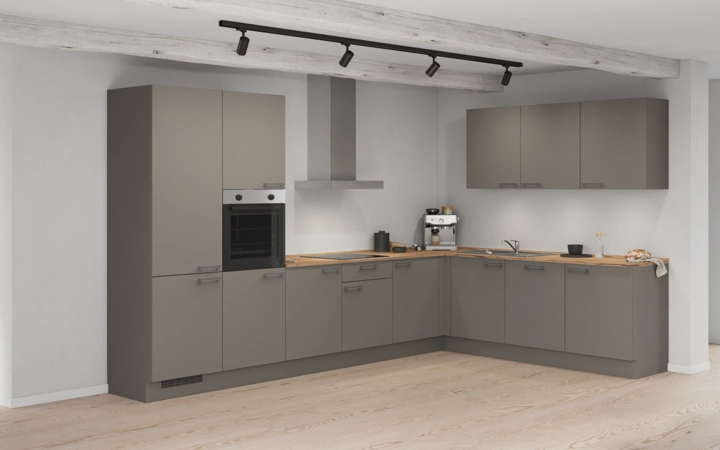 Nobilia SPA L-shaped kitchen 366,6 cm x 246,6 cm with appliances planning 1 1