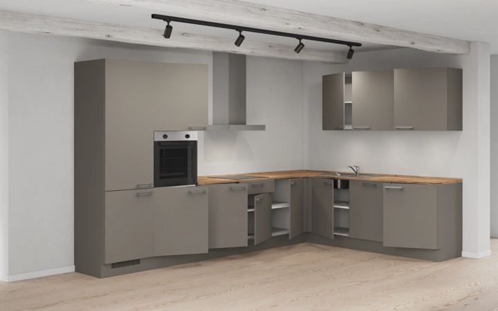Nobilia SPA L-shaped kitchen 366,6 cm x 246,6 cm with appliances planning 1 4