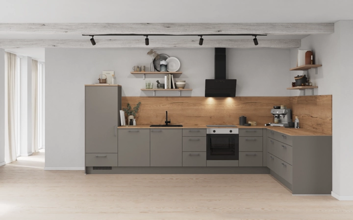 Nobilia SPA L-shaped kitchen 396,6 cm x 246,8 cm with electrical appliances Planning 1 0