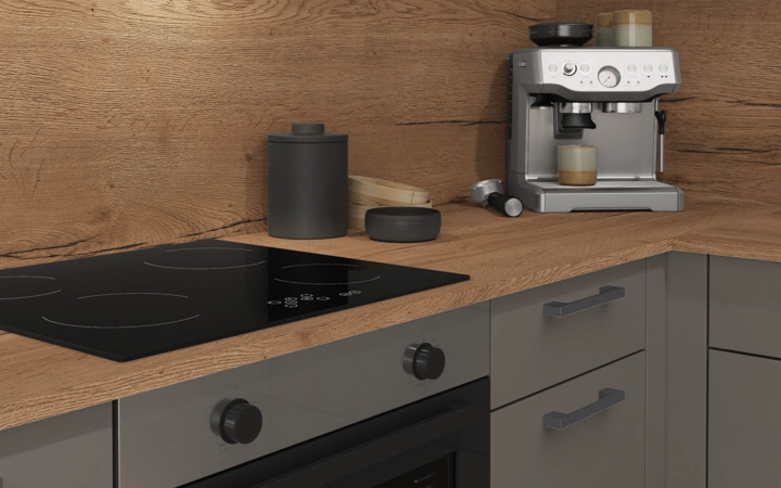 Nobilia SPA L-shaped kitchen 396,6 cm x 246,8 cm with electrical appliances Planning 1 3