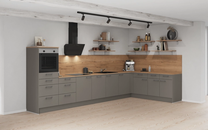 Nobilia SPA L-shaped kitchen 426,6 cm x 220 cm with electrical appliances Planning 1 1