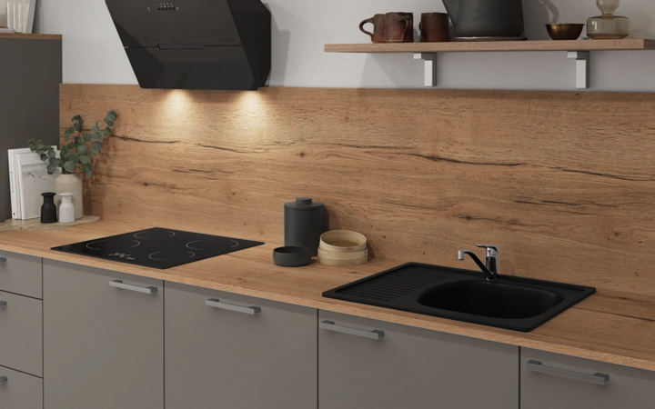 Nobilia SPA L-shaped kitchen 426,6 cm x 220 cm with electrical appliances Planning 1 2
