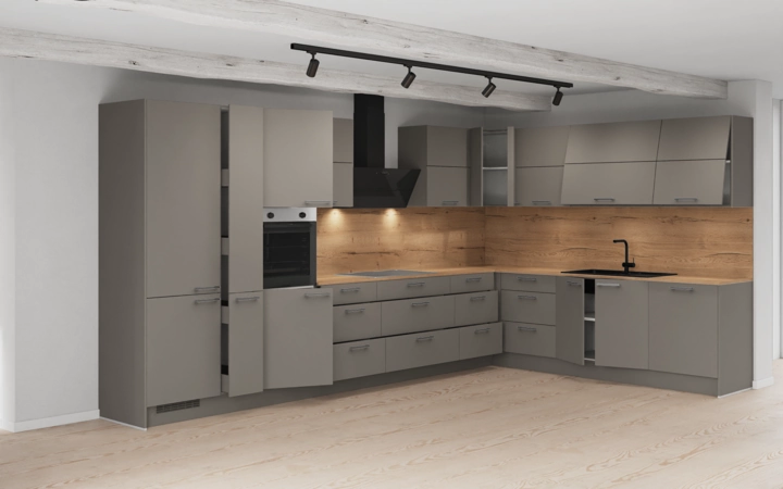 Nobilia SPA L-shaped kitchen 426,6 x 276,8 cm with electrical appliances Planning 1 4