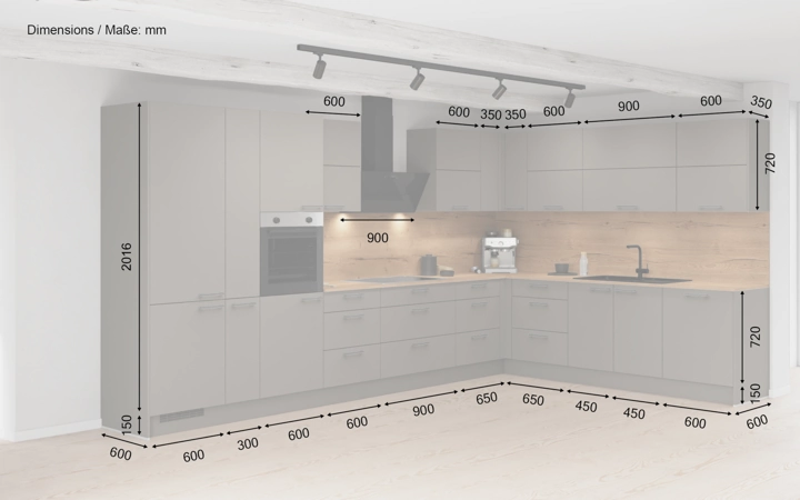 Nobilia SPA L-shaped kitchen 426,6 x 276,8 cm with electrical appliances Planning 1 5