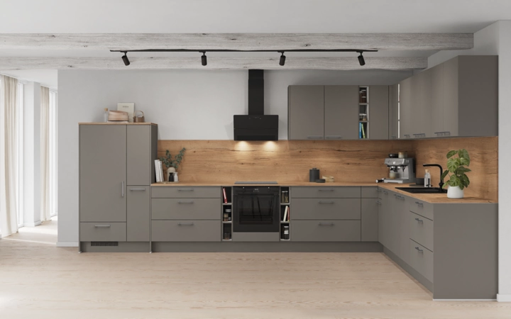 Nobilia SPA L-shaped kitchen 443,2 x 321,8 cm with electrical appliances Planning 1 0