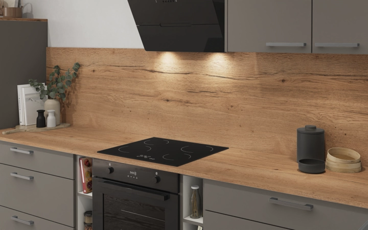 Nobilia SPA L-shaped kitchen 443,2 x 321,8 cm with electrical appliances Planning 1 2