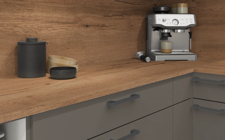 Nobilia SPA L-shaped kitchen 443,2 x 321,8 cm with electrical appliances Planning 1 3