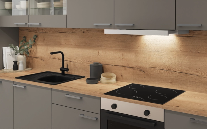 Nobilia SPA L-shaped kitchen 456,6 x 246,8 cm with electrical appliances Planning 1 2