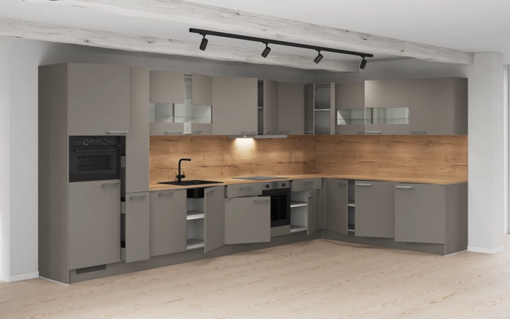 Nobilia SPA L-shaped kitchen 456,6 x 246,8 cm with electrical appliances Planning 1 4