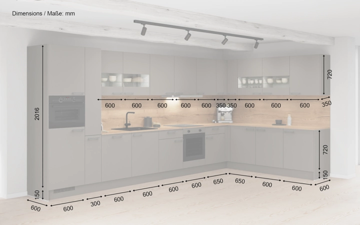Nobilia SPA L-shaped kitchen 456,6 x 246,8 cm with electrical appliances Planning 1 5