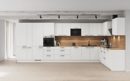Nobilia L-shaped kitchen 516,6 x 276,8 cm with electrical appliances Planning 1 Alpine white matt Touch