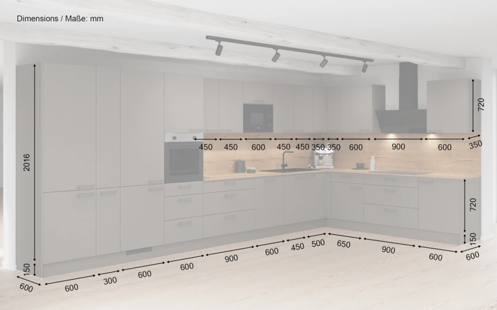Nobilia SPA L-shaped kitchen 516,6 x 276,8 cm with electrical appliances Planning 1 5