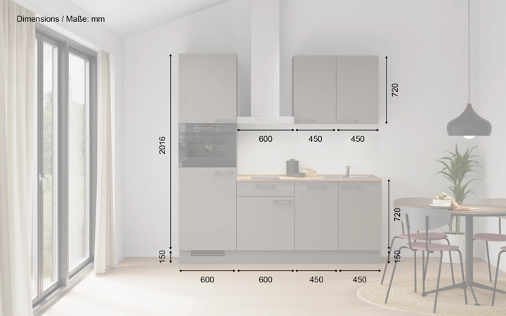 Nobilia SPA Galley kitchen 210 cm with appliances planning 1 5