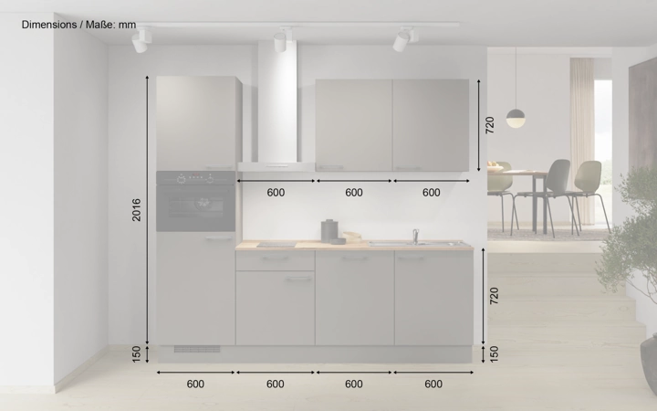 Nobilia SPA Galley kitchen 240 cm with appliances planning 1 5