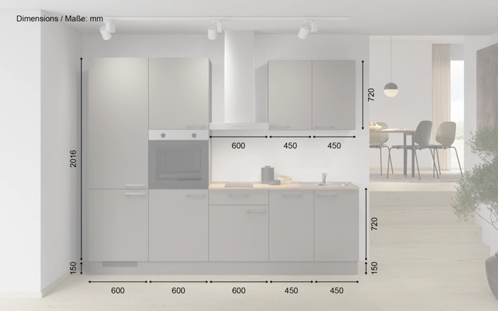 Nobilia SPA Galley kitchen 270 cm with appliances planning 1 5