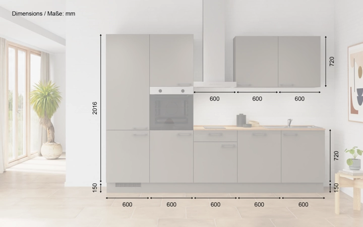 Nobilia SPA Galley kitchen 300 cm with appliances planning 1 5