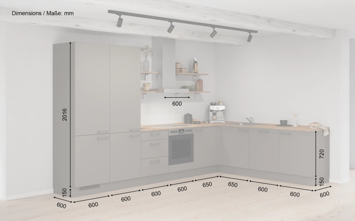 Nobilia SPA L-shaped kitchen 366,6 cm x 246,6 cm with appliances planning 10 5