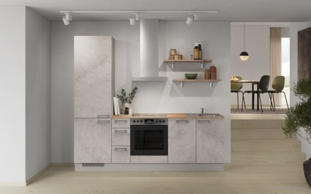 Nobilia Galley kitchen 240 cm with appliances planning 10 Concrete grey matt Riva