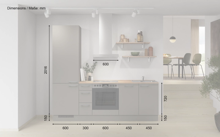 Nobilia SPA Galley kitchen 240 cm with appliances planning 10 5