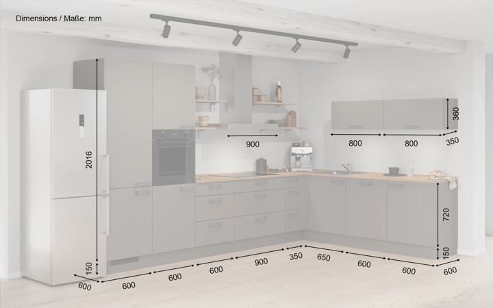 Nobilia SPA L-shaped kitchen 366,6 cm x 246,6 cm with appliances planning 11 5