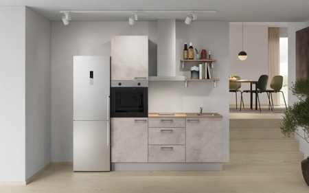 Nobilia Galley kitchen 180 cm with appliances planning 11 Concrete grey matt Riva