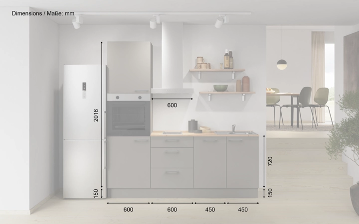 Nobilia SPA Galley kitchen 210 cm with appliances planning 11 5