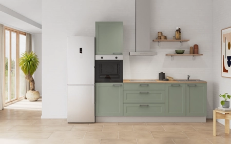 Nobilia Galley kitchen 240 cm with appliances planning 11 Reed green Cascada
