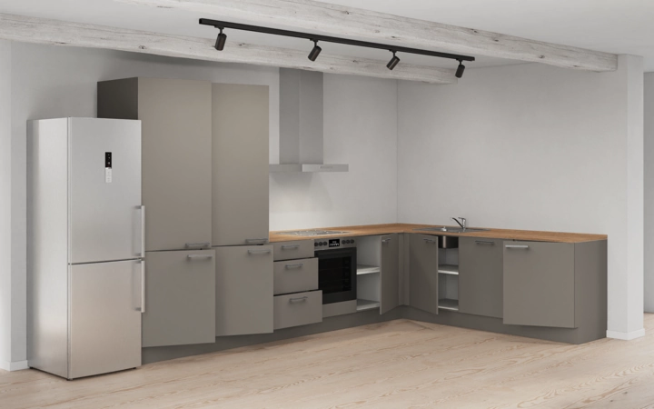 Nobilia SPA L-shaped kitchen 366,6 cm x 246,6 cm with appliances planning 12 4