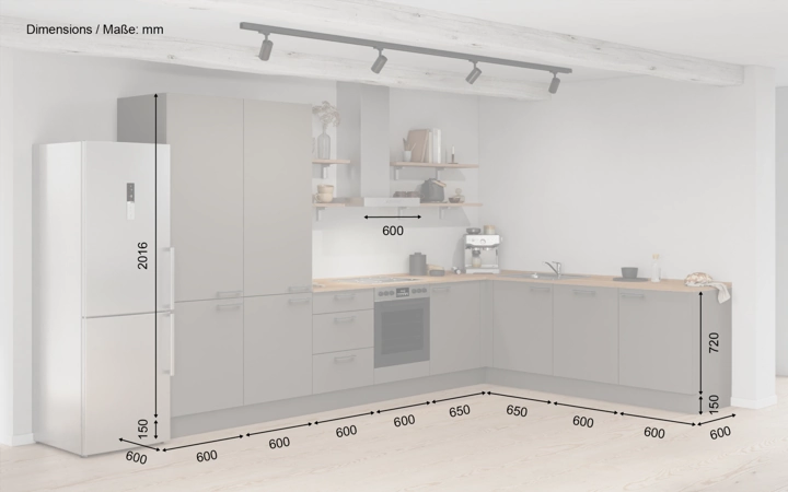 Nobilia SPA L-shaped kitchen 366,6 cm x 246,6 cm with appliances planning 12 5