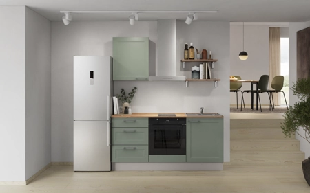 Nobilia Galley kitchen 180 cm with appliances planning 12 Reed green Cascada