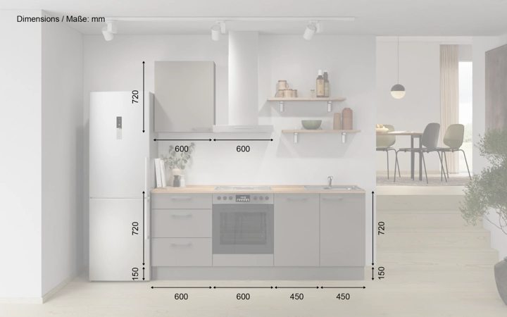 Nobilia SPA Galley kitchen 210 cm with appliances planning 12 5