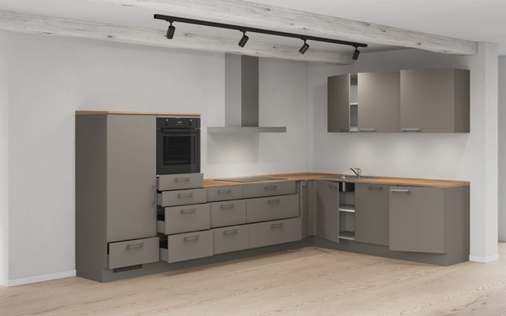 Nobilia SPA L-shaped kitchen 366,6 cm x 246,6 cm with appliances planning 13 4