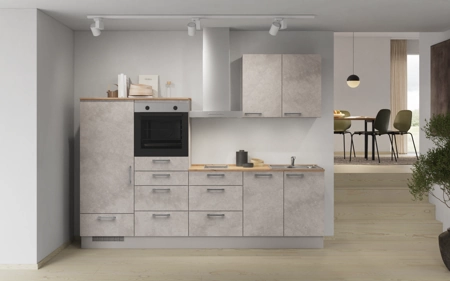 Nobilia Galley kitchen 270 cm with appliances planning 13 Concrete grey matt Riva
