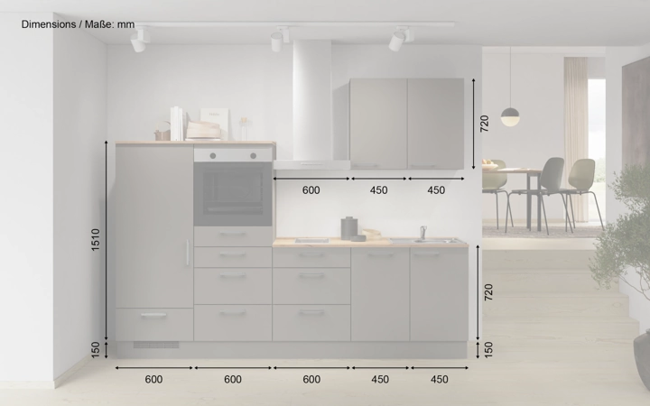 Nobilia SPA Galley kitchen 270 cm with appliances planning 13 5
