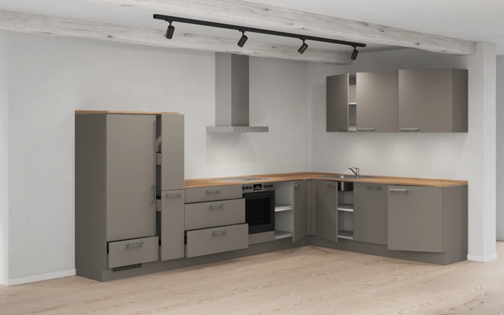 Nobilia SPA L-shaped kitchen 366,6 cm x 246,6 cm with appliances planning 14 4