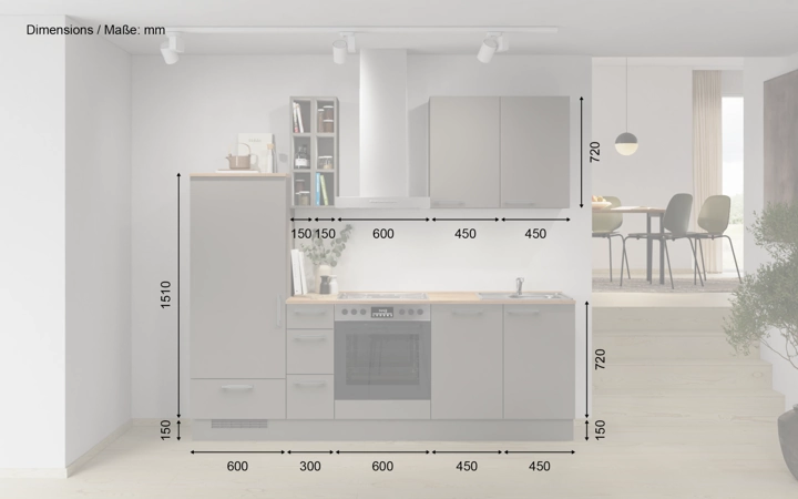 Nobilia SPA Galley kitchen 240 cm with appliances planning 14 5