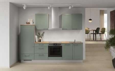 Nobilia Galley kitchen 270 cm with appliances planning 14 Reed green Cascada