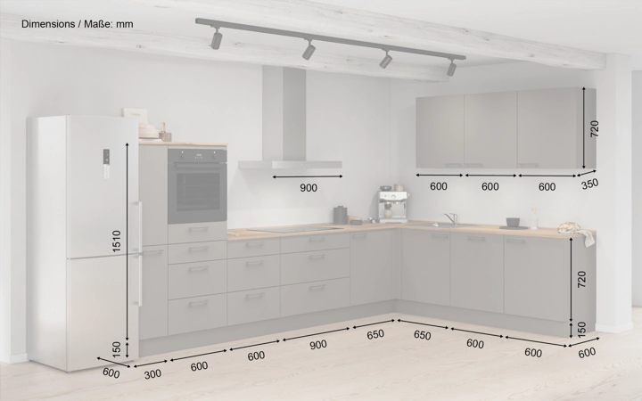 Nobilia SPA L-shaped kitchen 366,6 cm x 246,6 cm with appliances planning 15 5