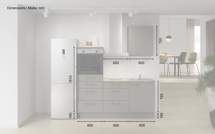 Nobilia SPA Galley kitchen 180 cm with appliances planning 15 5
